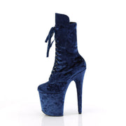 Pleaser FLAMINGO-1045VEL Platform Ankle Boot (Navy Blue Velvet/Navy Blue Velvet)
