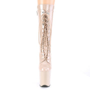 Pleaser FLAMINGO-1050 Platform Mid-Calf Boot (Nude Patent/Nude)