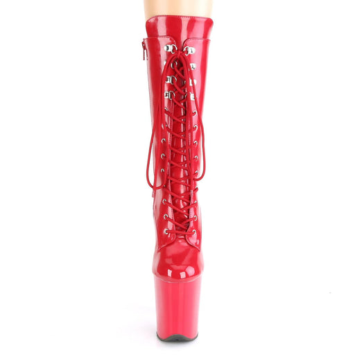 Pleaser FLAMINGO-1050 Platform Mid-Calf Boot (Red Patent/Red)