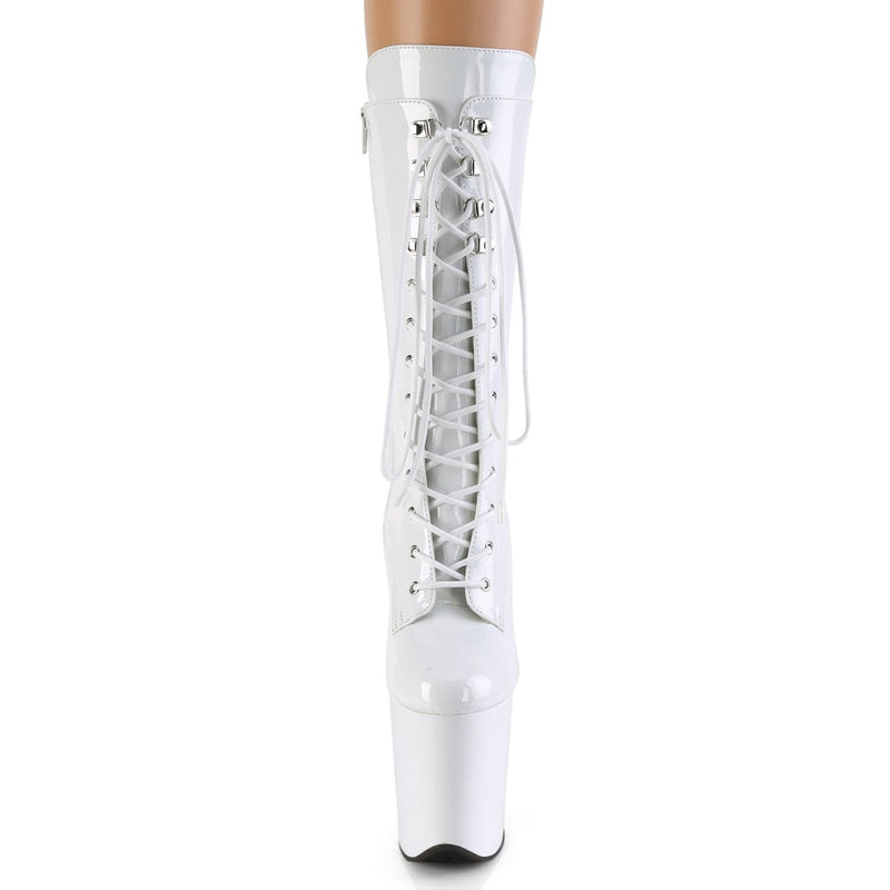 Pleaser FLAMINGO-1050 Platform Mid-Calf Boot (White Patent/White)