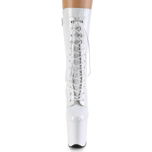 Pleaser FLAMINGO-1050 Platform Mid-Calf Boot (White Patent/White)
