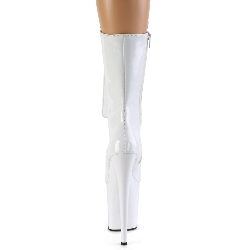 Pleaser FLAMINGO-1050 Platform Mid-Calf Boot (White Patent/White)