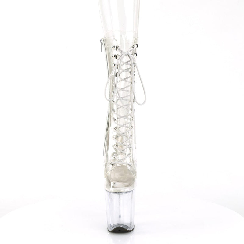 Pleaser FLAMINGO-1050C Platform Mid-Calf Boot (Clear/Clear)