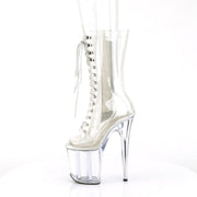 Pleaser FLAMINGO-1050C Platform Mid-Calf Boot (Clear/Clear)