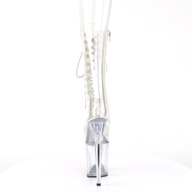 Pleaser FLAMINGO-1050C Platform Mid-Calf Boot (Clear/Clear)