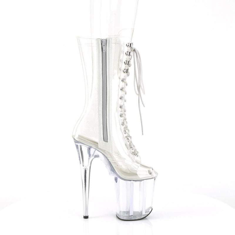 Pleaser FLAMINGO-1050C Platform Mid-Calf Boot (Clear/Clear)