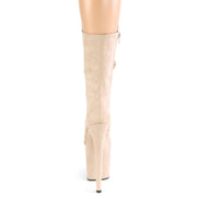 Pleaser FLAMINGO-1050FS Platform Mid-Calf Boot (Beige Faux Suede/Beige Faux Suede)