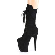 Pleaser FLAMINGO-1050FS Platform Mid-Calf Boot (Black Faux Suede/Black Faux Suede)