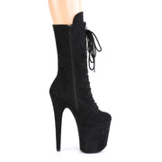 Pleaser FLAMINGO-1050FS Platform Mid-Calf Boot (Black Faux Suede/Black Faux Suede)