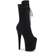Pleaser FLAMINGO-1050FS Platform Mid-Calf Boot (Black Faux Suede/Black Faux Suede)