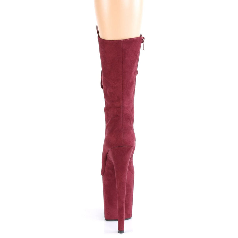Pleaser FLAMINGO-1050FS Platform Mid-Calf Boot (Burgundy Faux Suede/Burgundy Faux Suede)