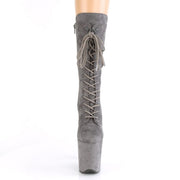 Pleaser FLAMINGO-1050FS Platform Mid-Calf Boot (Grey Faux Suede/Grey Faux Suede)