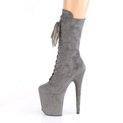 Pleaser FLAMINGO-1050FS Platform Mid-Calf Boot (Grey Faux Suede/Grey Faux Suede)