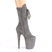 Pleaser FLAMINGO-1050FS Platform Mid-Calf Boot (Grey Faux Suede/Grey Faux Suede)