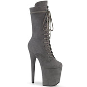 Pleaser FLAMINGO-1050FS Platform Mid-Calf Boot (Grey Faux Suede/Grey Faux Suede)