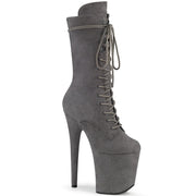 Pleaser FLAMINGO-1050FS Platform Mid-Calf Boot (Grey Faux Suede/Grey Faux Suede)