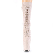 Pleaser FLAMINGO-1050FS Platform Mid-Calf Boot (Nude Faux Suede/Nude Faux Suede)