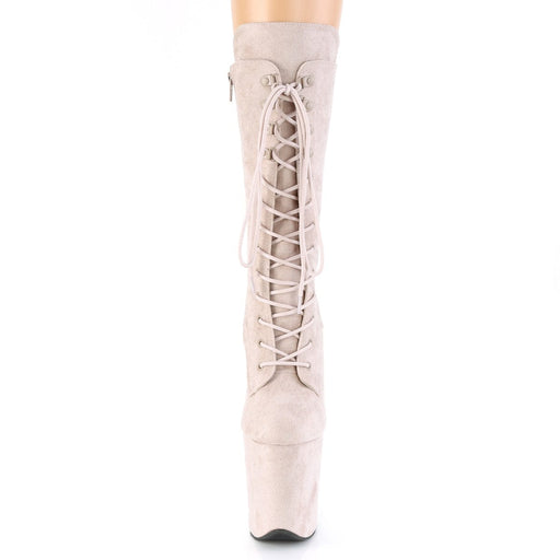Pleaser FLAMINGO-1050FS Platform Mid-Calf Boot (Nude Faux Suede/Nude Faux Suede)