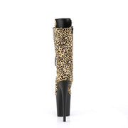 Pleaser FLAMINGO-1050LP Platform Mid-Calf Boot (Leopard Print Pony Hair/Black Matte)
