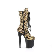 Pleaser FLAMINGO-1050LP Platform Mid-Calf Boot (Leopard Print Pony Hair/Black Matte)