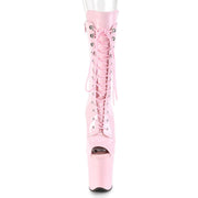 Pleaser FLAMINGO-1051 Platform Mid-Calf Boot (Baby Pink Patent/Baby Pink)
