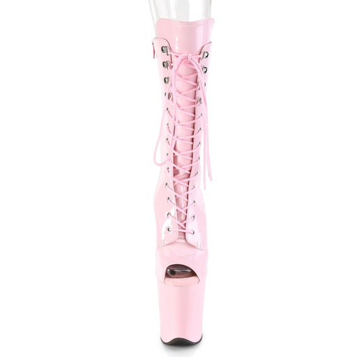 Pleaser FLAMINGO-1051 Platform Mid-Calf Boot (Baby Pink Patent/Baby Pink)