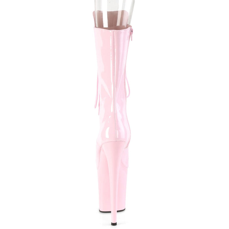 Pleaser FLAMINGO-1051 Platform Mid-Calf Boot (Baby Pink Patent/Baby Pink)