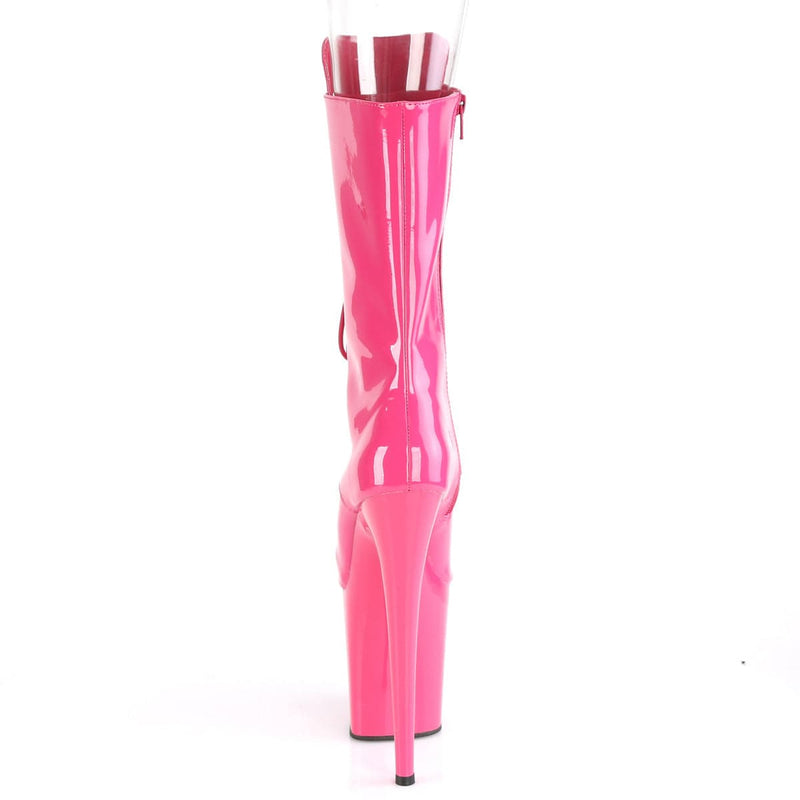 Pleaser FLAMINGO-1051 Platform Mid-Calf Boot (Hot Pink Patent/Hot Pink)