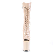 Pleaser FLAMINGO-1051 Platform Mid-Calf Boot (Nude Patent/Nude)