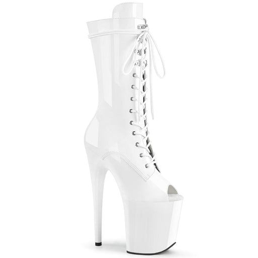 Pleaser FLAMINGO-1051 Platform Mid-Calf Boot (White Patent/White)