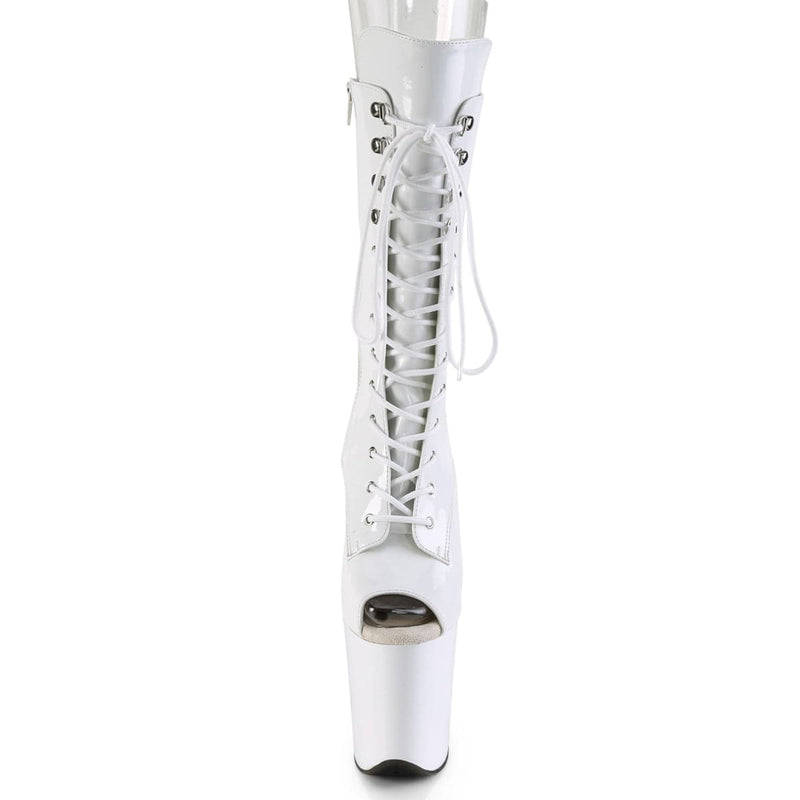 Pleaser FLAMINGO-1051 Platform Mid-Calf Boot (White Patent/White)