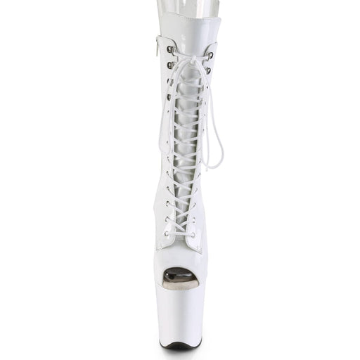 Pleaser FLAMINGO-1051 Platform Mid-Calf Boot (White Patent/White)