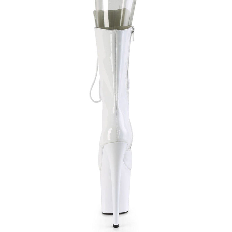 Pleaser FLAMINGO-1051 Platform Mid-Calf Boot (White Patent/White)