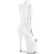 Pleaser FLAMINGO-1051 Platform Mid-Calf Boot (White Patent/White)