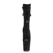 Pleaser FLAMINGO-1051FS Platform Mid-Calf Boot (Black Faux Suede/Black Faux Suede)