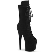 Pleaser FLAMINGO-1051FS Platform Mid-Calf Boot (Black Faux Suede/Black Faux Suede)