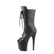 Pleaser FLAMINGO-1051WR Platform Mid-Calf Boot (Black Faux Leather/Black Faux Leather)