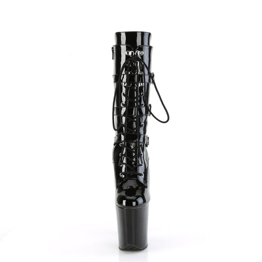 Pleaser FLAMINGO-1053 Platform Mid-Calf Boot (Black Patent/Black)