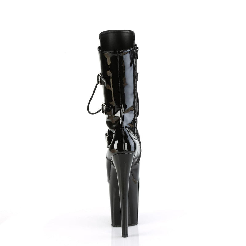 Pleaser FLAMINGO-1053 Platform Mid-Calf Boot (Black Patent/Black)