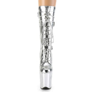 Pleaser FLAMINGO-1053 Platform Mid-Calf Boot (Silver Metallic Pu/Silver Metallic Pu)