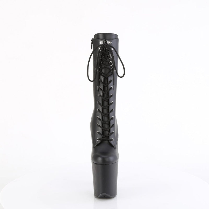 Pleaser FLAMINGO-1054 Platform Mid-Calf Boot (Black Faux Leather/Black Matte)
