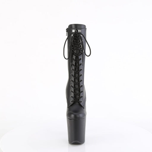 Pleaser FLAMINGO-1054 Platform Mid-Calf Boot (Black Faux Leather/Black Matte)