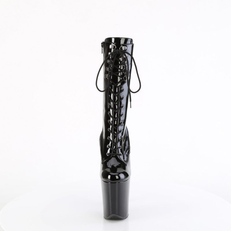 Pleaser FLAMINGO-1054 Platform Mid-Calf Boot (Black Patent/Black)