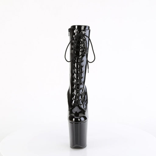 Pleaser FLAMINGO-1054 Platform Mid-Calf Boot (Black Patent/Black)