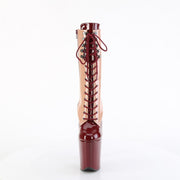 Pleaser FLAMINGO-1054DC Platform Mid-Calf Boot (Blush-Burgundy Patent/Blush Burgundy)