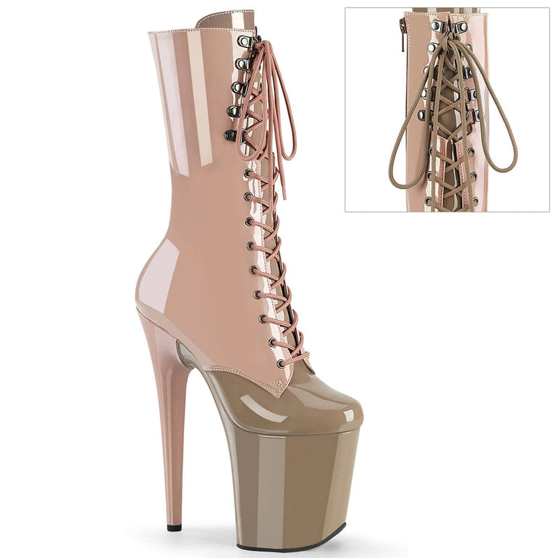 Pleaser FLAMINGO-1054DC Platform Mid-Calf Boot (Dusty Pink-Sand Patent/Dusty Pink-Sand)