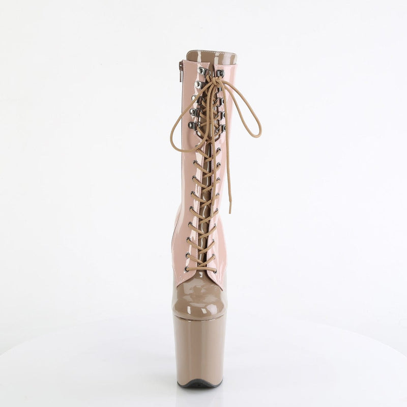 Pleaser FLAMINGO-1054DC Platform Mid-Calf Boot (Dusty Pink-Sand Patent/Dusty Pink-Sand)