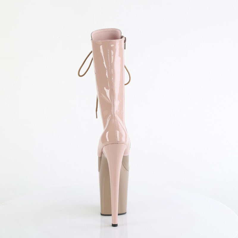 Pleaser FLAMINGO-1054DC Platform Mid-Calf Boot (Dusty Pink-Sand Patent/Dusty Pink-Sand)