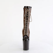 Pleaser FLAMINGO-1054DC Platform Mid-Calf Boot (Mocha-Coffee Patent/Mocha Coffee)