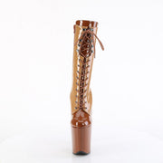 Pleaser FLAMINGO-1054DC Platform Mid-Calf Boot (Toffee-Caramel Patent/Toffee Caramel)